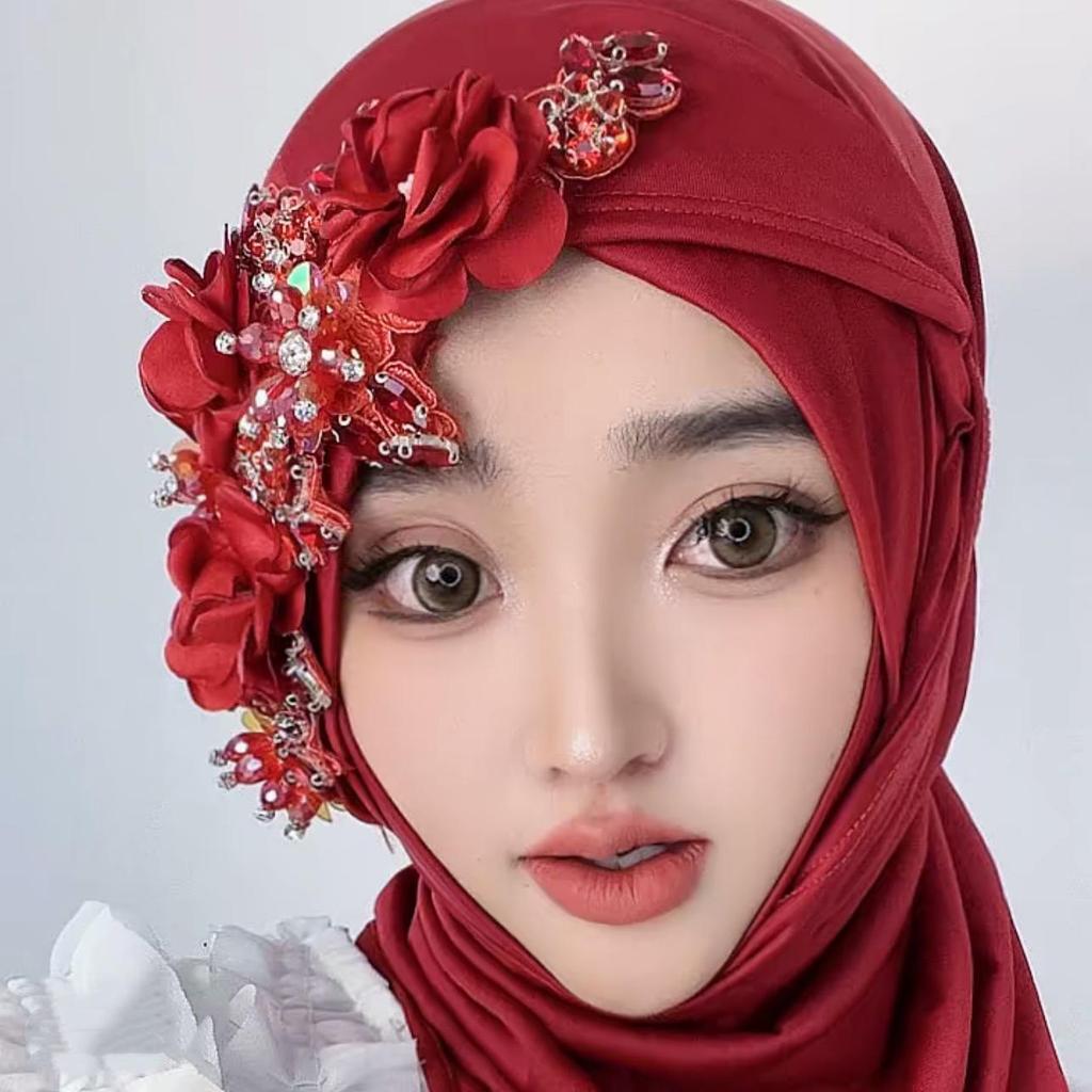 Handgjord hijab i gasväv för kvinnor - Lång överdragssjal & Huvudbonad