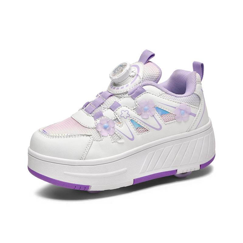 Rotating Button Four Wheel Skate Roller Shoes for Kids Removable Wheels Roller Skating Sneakers Student Unisex Size 29 39