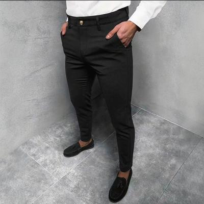 Summer Men's Slim-fitting Small Feet Casual Pants Business Versatile Solid Color Trousers Youth Trend Trousers