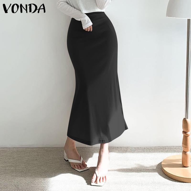 

VONDA женские летние однотонные длинные юбки на молнии H-Line