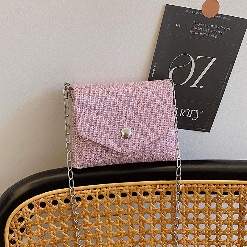 

2025 зима новый зарубежный стиль мода конверт вечерняя сумка зарубежный стиль мобильный телефон мелочь хранение цепочка диагональный кросс маленький квадратный мешок розовый