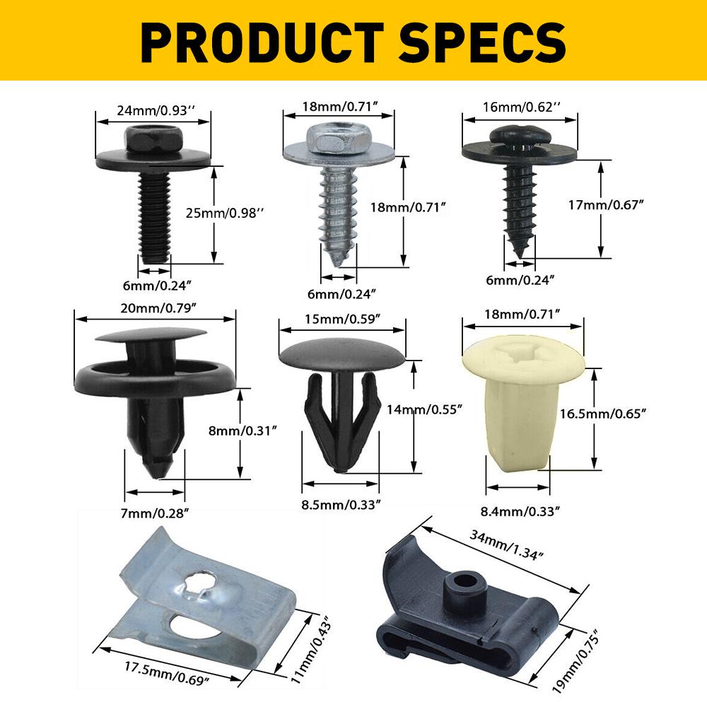 50 Pcs Under Engine Cover Clips Underbody Mudguard Shield Screws Plastic and Metal Fasteners Kit for Toyota Lexus