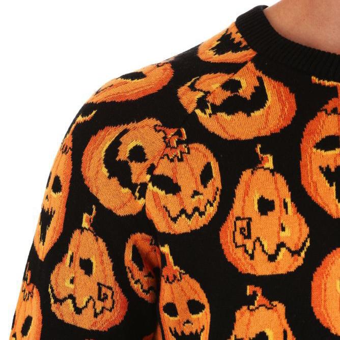 European and American Style Halloween Jumper Autumn Round Neck Loose Messy Women's Knitted Pullover