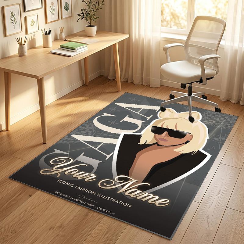 Personalized Crystal Velvet Carpet,Lady Gaga Custom Printed Name, Plush Area Rug For Home Indoor Decor