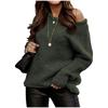 Autumn Winter Off-Shoulder Round Neck Pullover Loose Plus Size Sweater for Women
