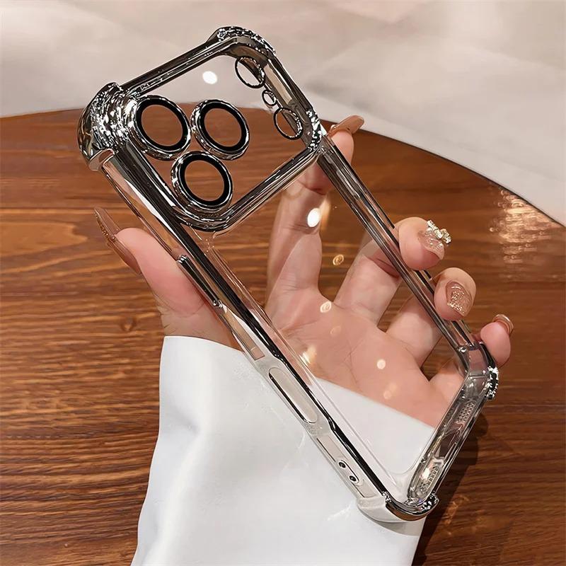 Luxury Electroplate Shockproof Transparent Phone Case For iPhone 17 Pro Max 17Pro 17Air Lens Protector Bumper Cover For iPhone17