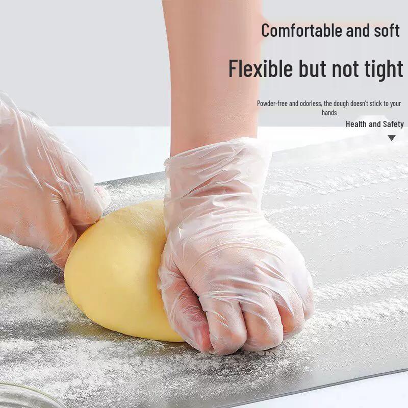 Yingke Disposable PVC Gloves: Non-stick, Waterproof, Food Grade for Kitchen and Baking.