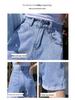 Women's High Waist Denim Shorts - Loose A-Line, Rolled Hem, Summer 2021, Korean Style Trend