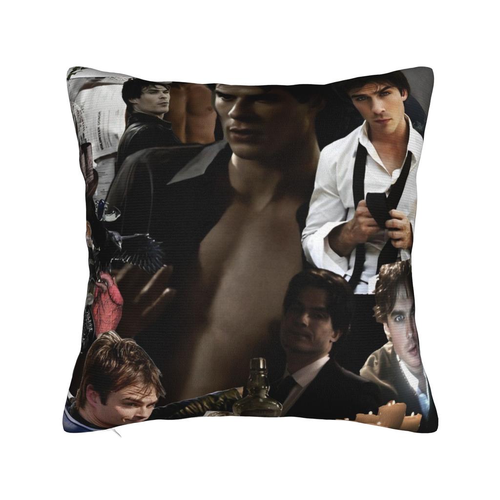 Damon Salvatore Pillowcase Polyester Cushion Cover Gift The Vampire Diaries Pillow Case Cover Home Square 45X45Cm