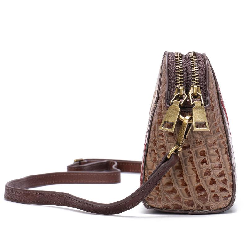 Johnature Borse a tracolla retrò in vera pelle da donna Borsa a tracolla in morbida pelle di vacchetta goffrata con cuciture a colori versatili