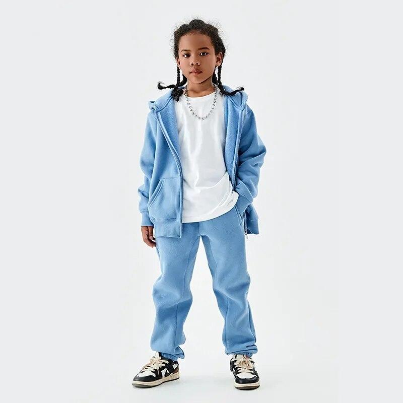 Ensemble Polaire Fille Hiver - Sweat à Capuche + Pantalon Large à Carreaux, Chaud Et Confortable - 3
