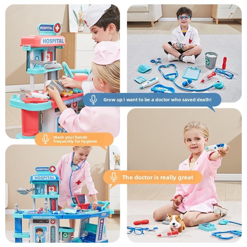 Conjunto de Brinquedo Doutor Infantil Com Caixa de Armazenamento e Estetoscópio Para Presente de Crianças
