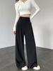 Aixuan Off-White Wool Wide-Leg Casual Pants - Women's High-End Straight-Leg Draped Pants for Autumn 2025