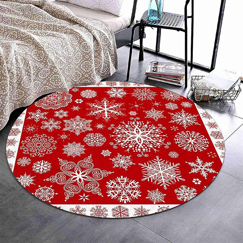 1pc Christmas round carpet: snowflakes, Christmas tree-perfect holiday decoration, Christmas round carpet decoration. 60cm