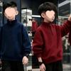 Kids Fleece Lined Red Long Sleeve Zip Up Turtleneck Sweatshirt for Autumn Winter Warm Wear
