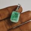 AAA+ Zertifizierter 21 Karat Natürlicher Grüner Smaragd 925 Sterling Silber Smaragd Anhänger