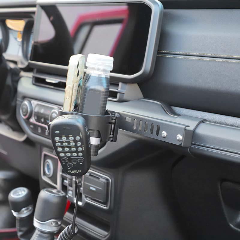 Auto Metall Co-pilot Griff Wasser Tasse Halterung Unterstützung Stehen Für Jeep Wrangler JL Für JT Gladiator 2024 Up auto Innen Zubehör