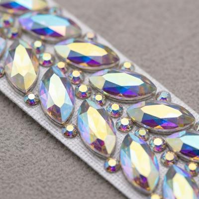 1 Yard Rhinestone Ribbon Hot Melt AB Color Self Adhesive Tape Self Adhesive DIY Craft Hot Fix Rhinestone Garment Accessories