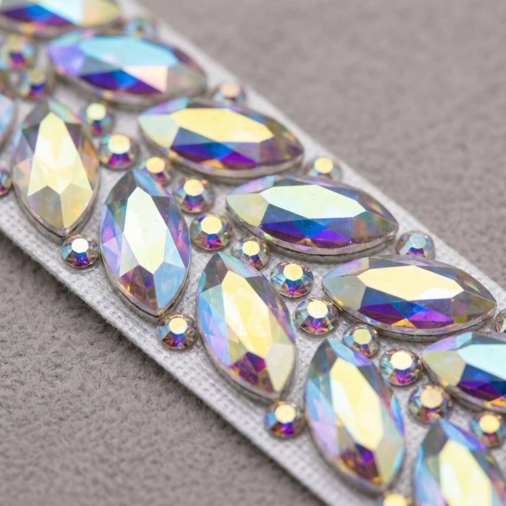 1 Yard Rhinestone Ribbon Self Adhesive Hot Melt Hot Fix Rhinestone DIY Craft AB Color Self Adhesive Tape Clothing Accessories