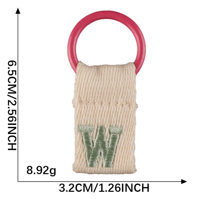 Korean-Inspired Couple Name Tag Backpack Keychain with 26 Letters Embroidered Ribbon