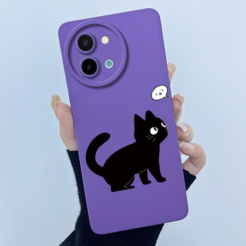 Case For Vivo Y38 Y58 T3X Y200i Y200T 5G Lovely Cat Funda Soft Liquid Silicone Camera Protection Back Cover Shockproof Bumper