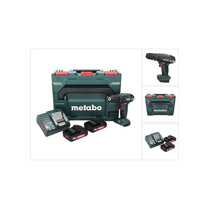 Perceuse à percussion sans fil metabo sb 18 - 2x18v/2ah li-ion - chargeur sc 60 plus - coffret en plastique