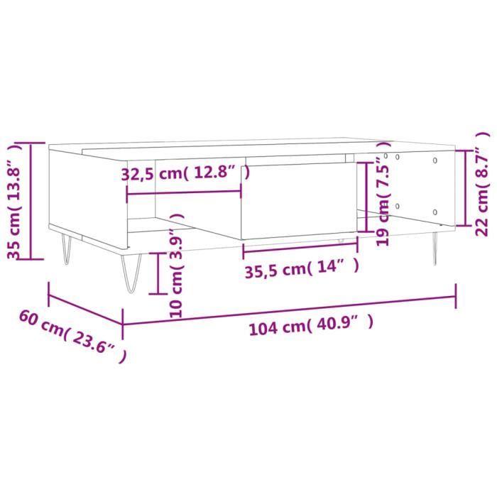 VidaXL Table basse blanc 104x60x35 cm bois d'ingénierie 827084