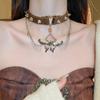 Melad Coffee Colored Tiger Eye Stone Bead Necklace, Niche Retro Collarbone Chain, Personalized and Fashionable Design Accessory