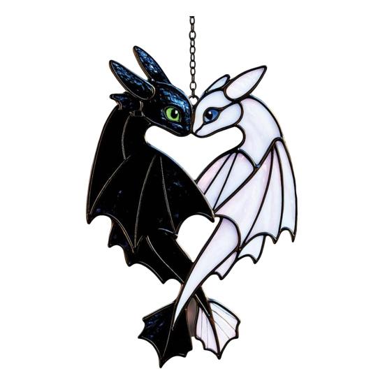 Dragon Acrylic Suncatcher Dragon Themed Stained Glass Window Wall Hanging Ornaments for Halloween Christmas Home Decor
