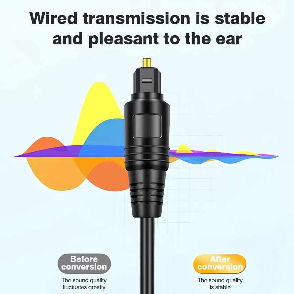 Digital Optical Fiber Audio Splitter 1 Male to 2 Male, 1 in 2 Out Audio Fiber Optic Cable for Home Theater, TV Stereo System