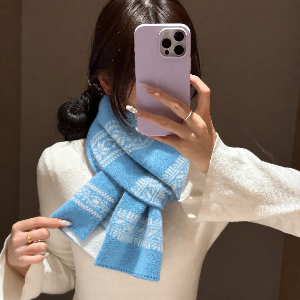 Atmosphere Premium Maillard Winter Warm Scarf Fair Island Knitted Fashion Korean Version Couple Shawl Scarf