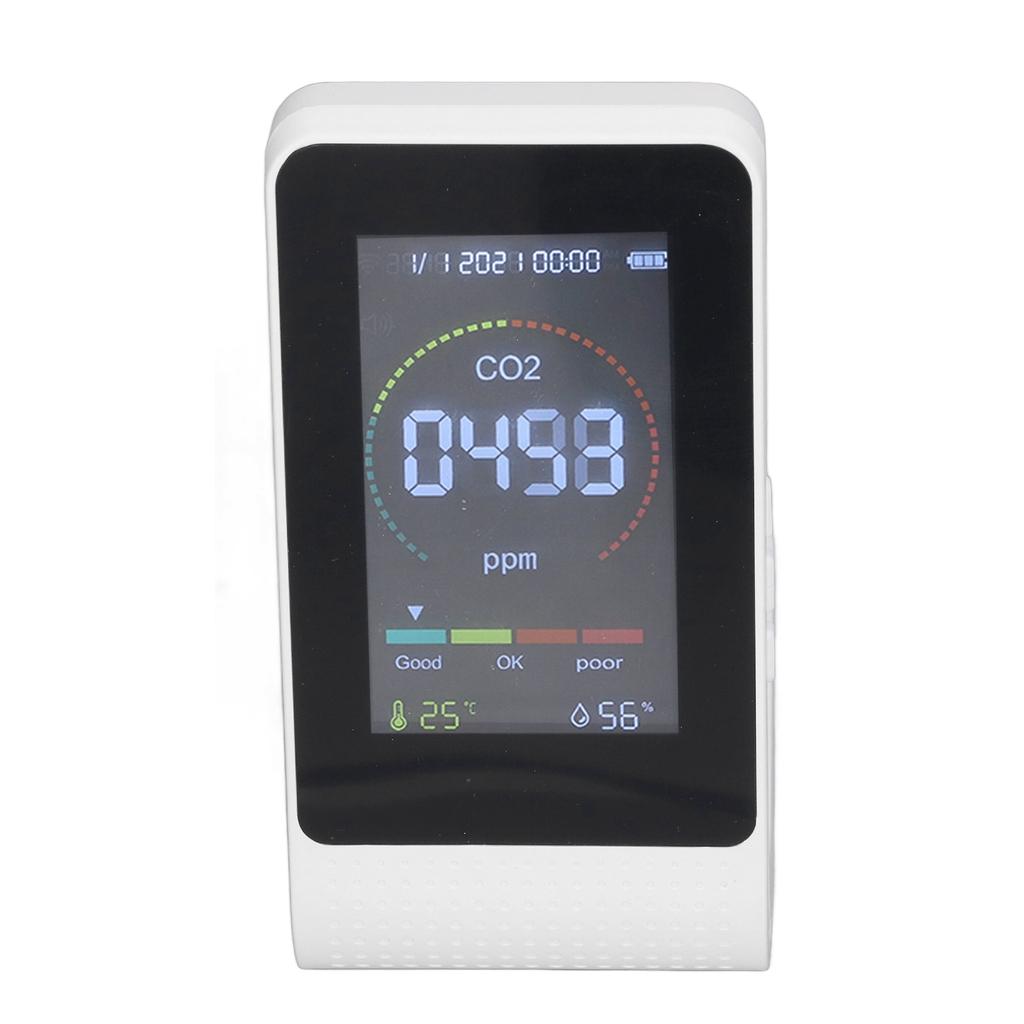 White CO2 Air Quality Monitor LED Digital Display LCD Screen Backlight Temperature Humidity TVOC Detector Meter