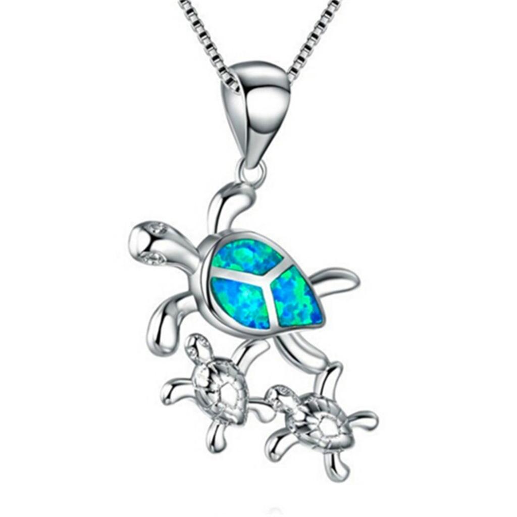 Opal Cute Exquisite Opal Turtle Necklace Earrings Three-piece Accessories