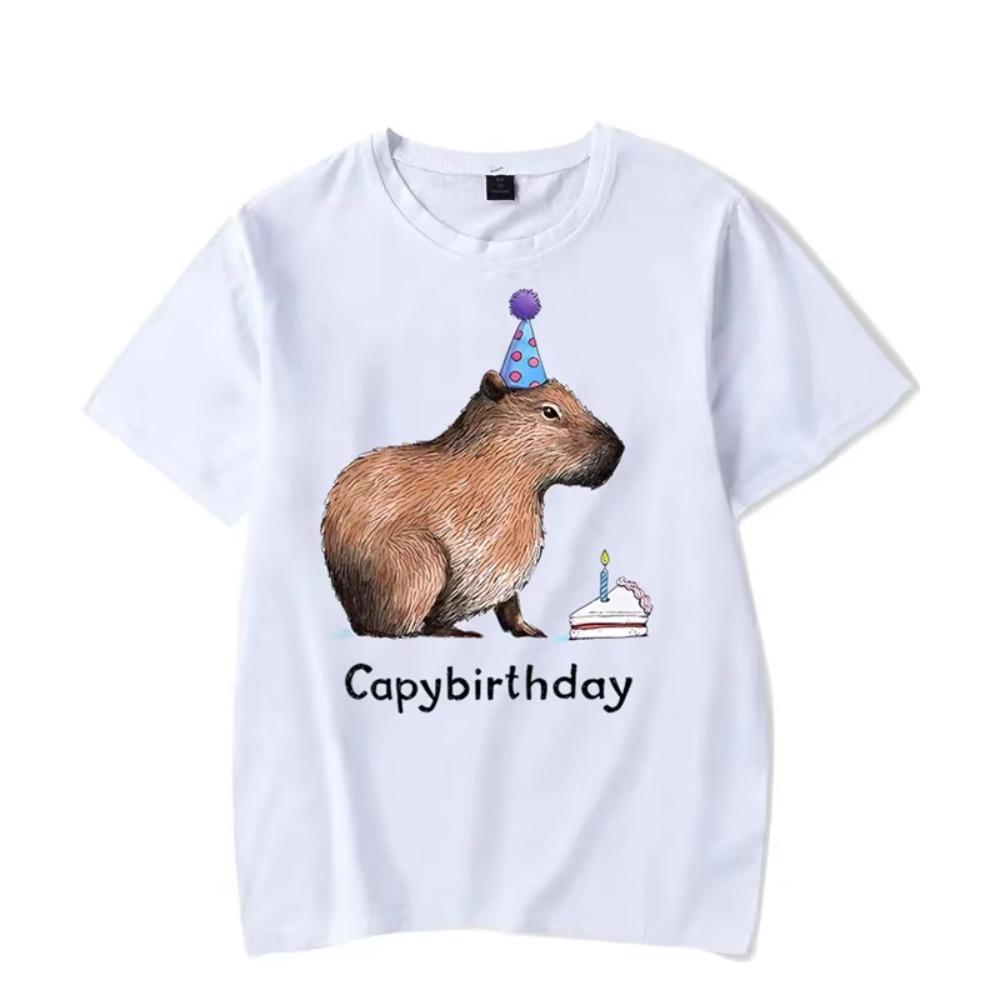 Capybara Capybirthday Print Funny T-shirts Men Oversized T Shirt Hip Hop Streetwear Cotton Funny T Shirt Men Clothes Camiseta