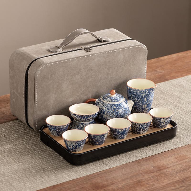 Xishi Teapot Huang Ru Kiln Travel Kung Fu Tea Set Household Portable Teacup Teapot Light Luxury Business Gifts