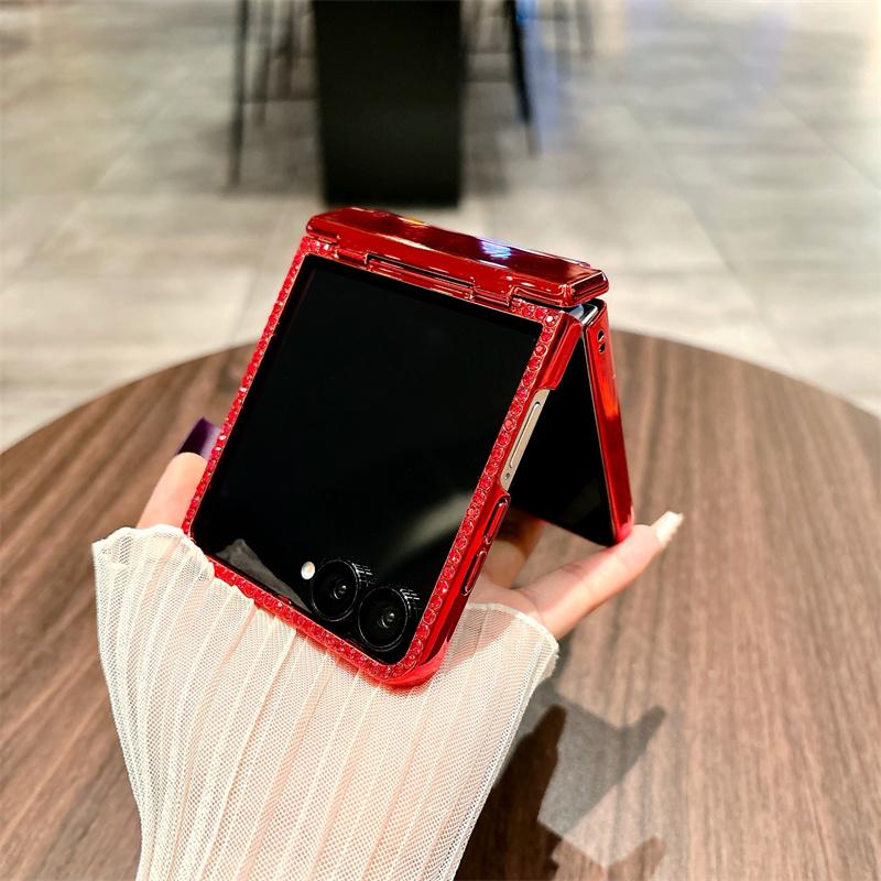 For Samsung Galaxy Z Flip7 5G Case Hinge Protection Rhinestone Glitter PC Phone Cover
