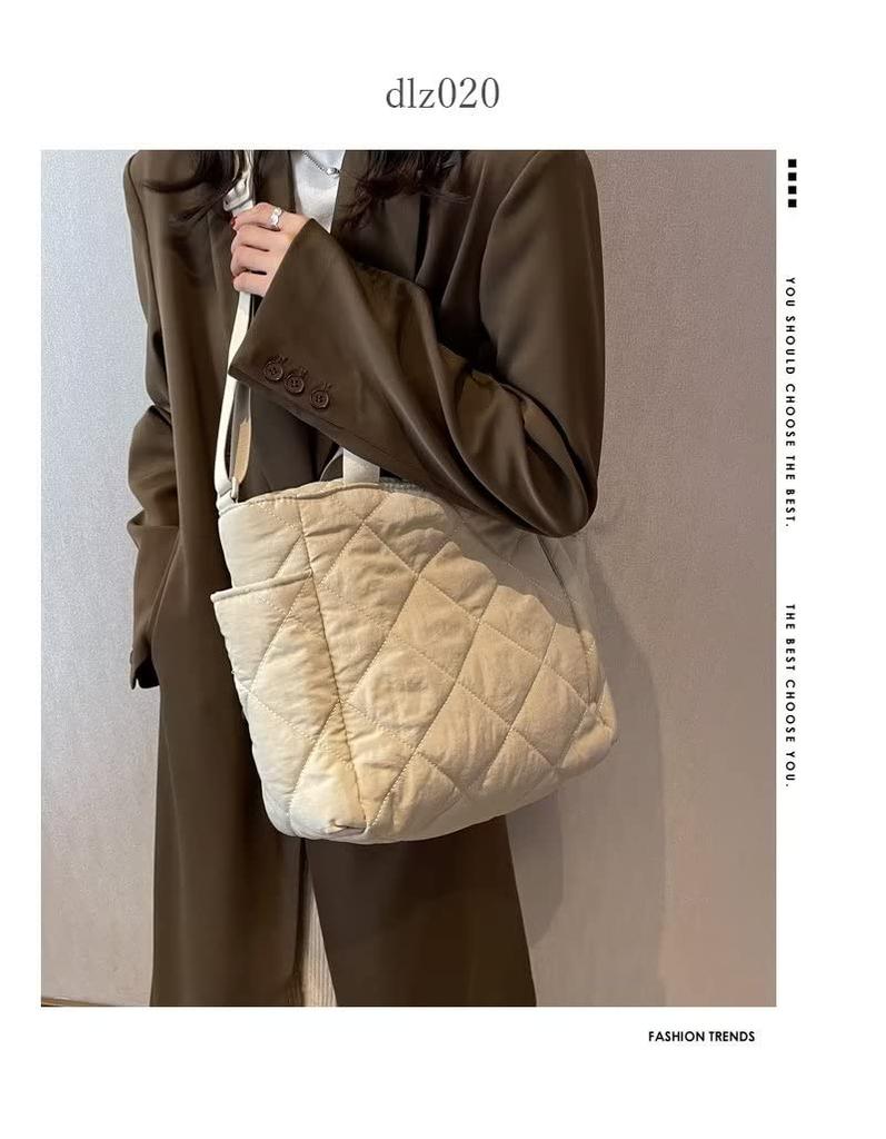 [Uroi] Women's Large Capacity Lightweight Quilted Tote Bag, Shoulder Bag, Crossbody Bag, Handbag, Bag, Korean Fashion, Stylish, Cute