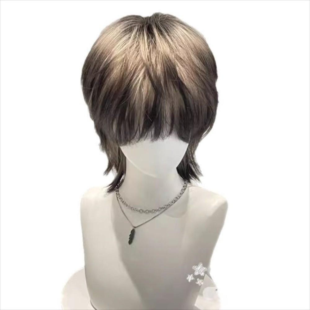 Handsome Anime Cos Wig Siamese Cat Short Gradient Hair Wolf-Tailed Mullet Head Wigs for Boys