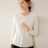 Women's Round Neck Cashmere Knit Cardigan - Long Sleeve, Loose Fit, Fashionable Outerwear for Autumn/Winter