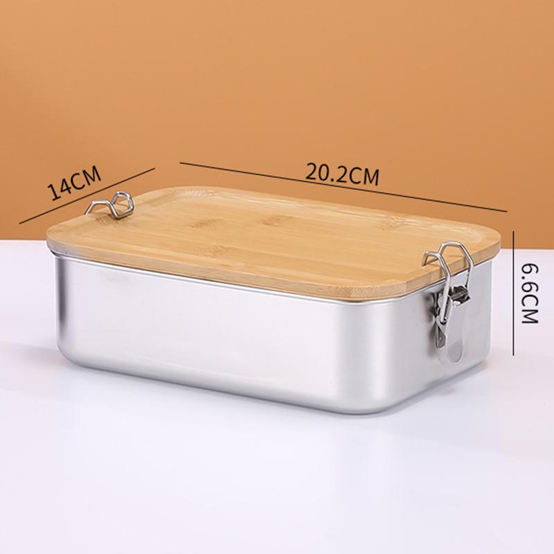 304 Stainless Steel Bamboo Lid Lunch Box, Japanese Style Lid Preservation Box, Lunch Box, Lunch Box, Food Storage Box