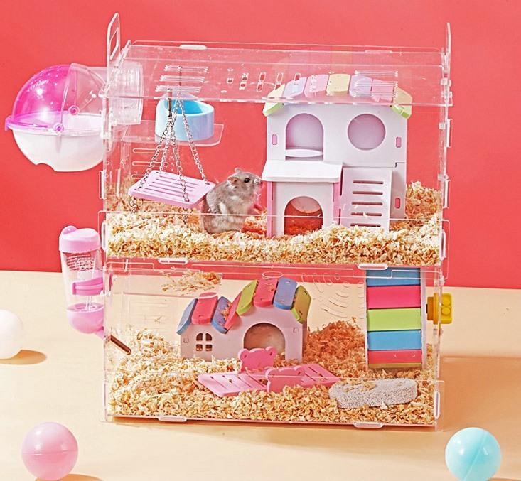Full Set Of Hamster Cages Special Acrylic Super Large Villa Double Decker Breeding Box For Golden Bears