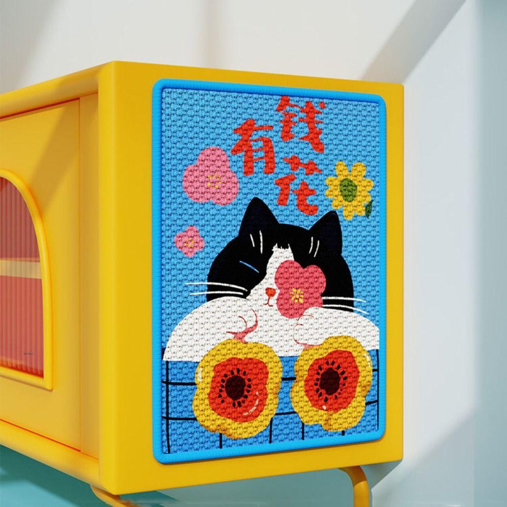 Self-Adhesive Cat Scratcher Anti-Scratching Wear Resistant Sisal Scratching Board Cartoon Pattern Wall Mount Cat Carpet