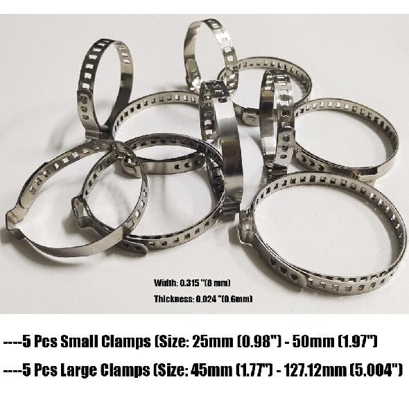 10 Pcs Universal Adjustable Axle CV Joint Boot Crimp Clamps Big & Small Kits