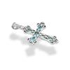 Blue Topaz Cross Pendant, 925 Sterling Silver Gemstone
