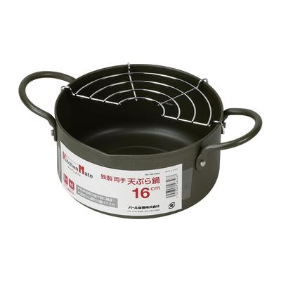 Pärlemor Metall Tempura-gryta 16 cm Två handtag Järn Kompatibel med IH Kitchen Mate HB-6346