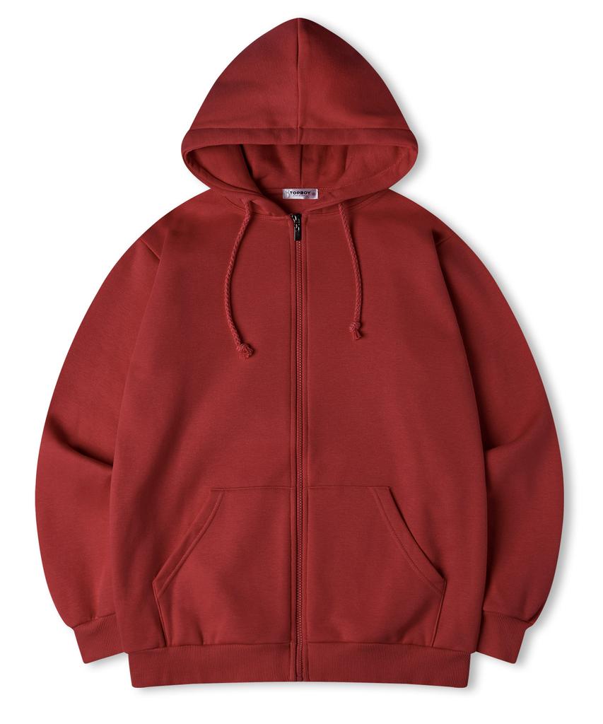 Topboy Essential Regular Brushed Sweat Hoodie Zip-Up Wine