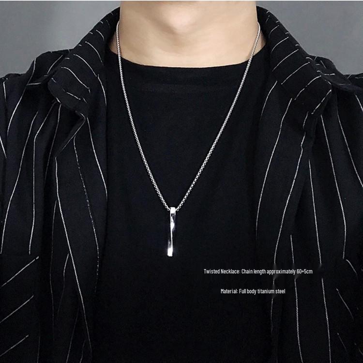 Trendy Spiral Geometric Pendant Necklace: Minimalist Hip-Hop Style for Men, Boys, and Girls In Cool Titanium Steel.