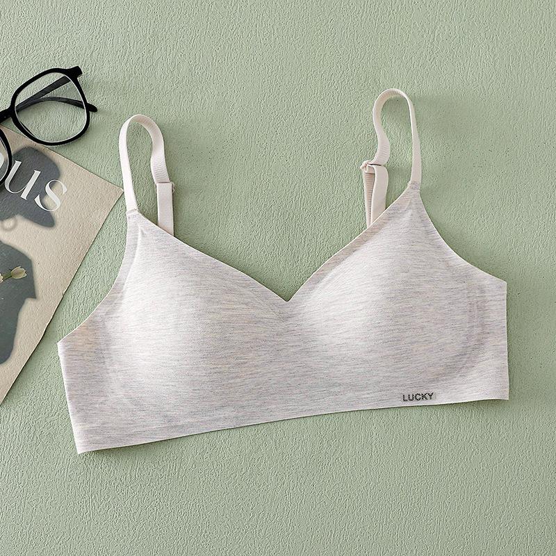 Japanese Simple Less Hair Bra Cover Gathered Without Steel Ring Junior High School Comfortable Breathable Bra