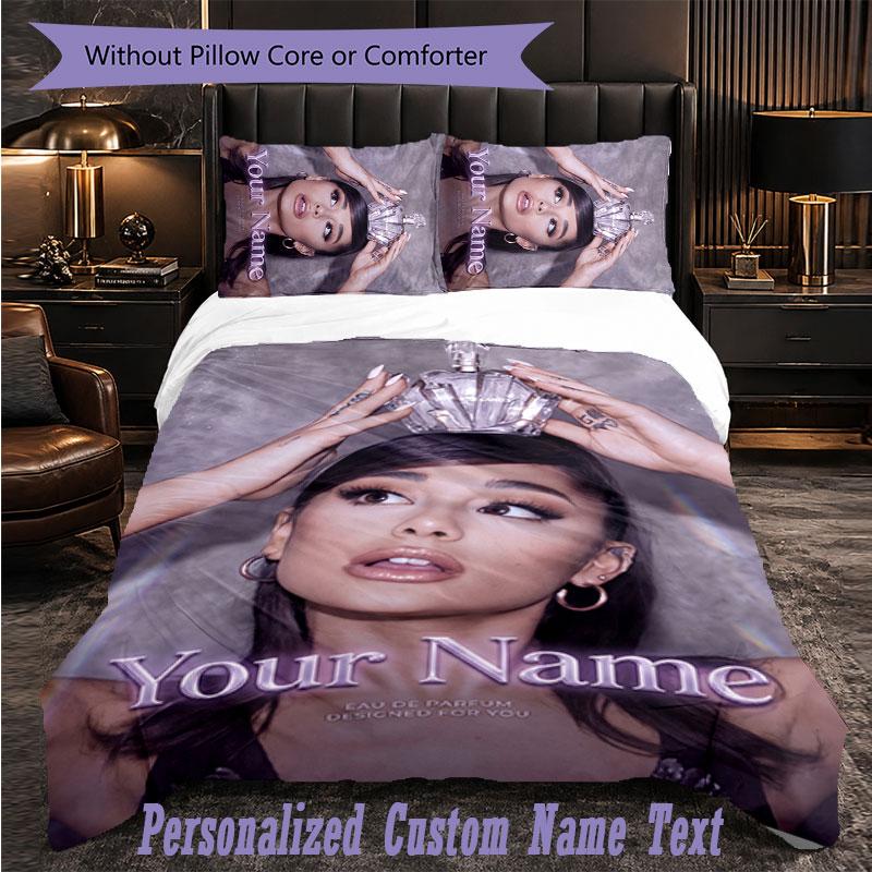 Personalized 3Pcs Bedding SetAriana Grande Custom Text Duvet Cover Pillowcase Set Bedroom Gift