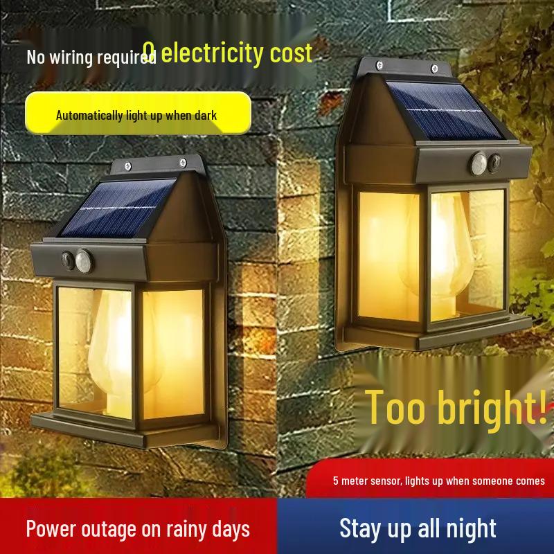 Outdoor Solar Waterproof Tungsten Filament Courtyard Light with Motion Sensor